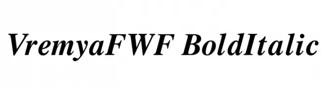 VremyaFWF BoldItalic  Frei Schriftart Herunterladen
