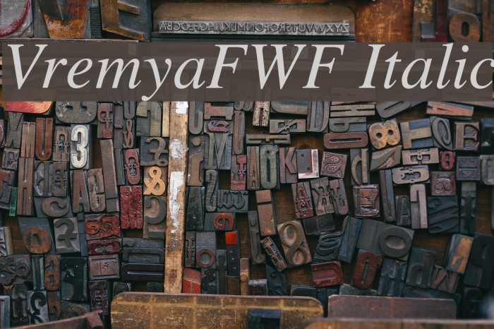 VremyaFWF Italic Font examples