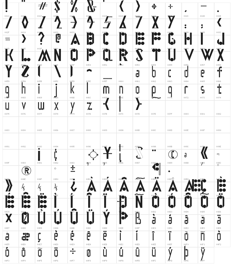 vSGeometrica Character Map