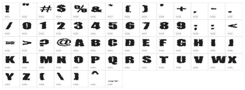 VTC AngoraChik Regular Character Map