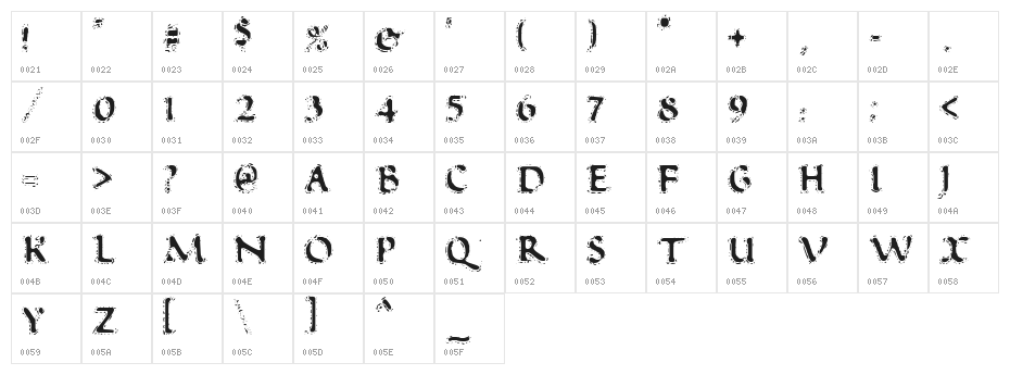 VTC AntiqueFizz Reguar Character Map