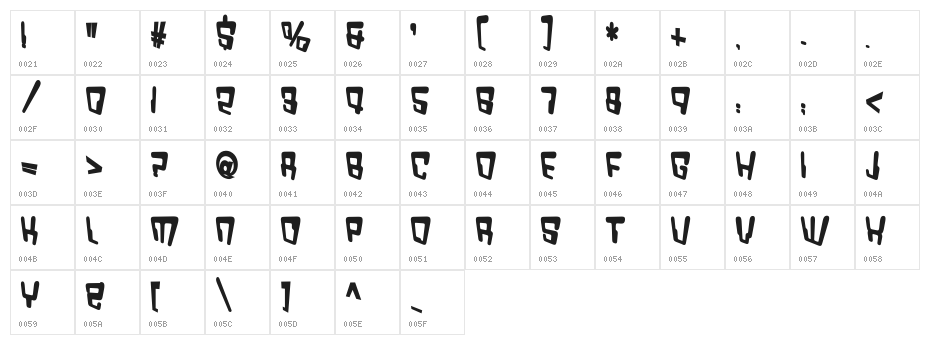 VTC Bad DataTrip Bold Character Map