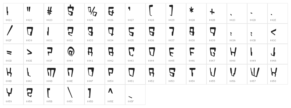 VTC Bad DataTrip Regular Character Map
