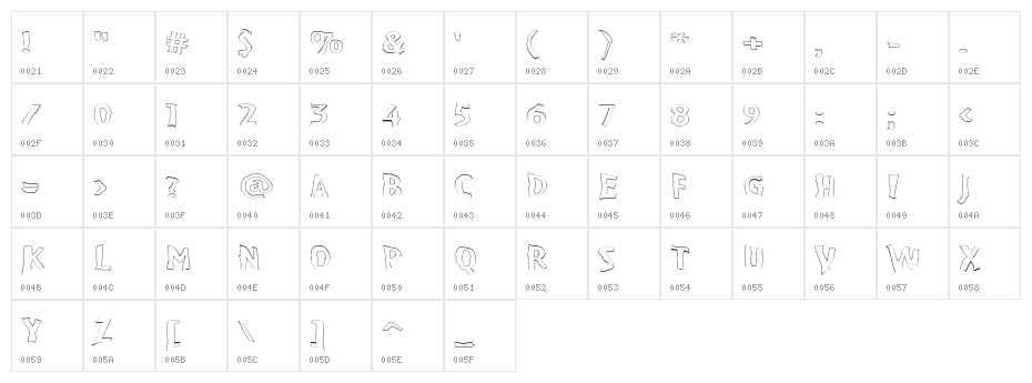 VTC BadPaint Outline Character Map