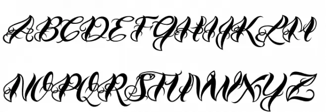 VTC-BadTattooHandOne Schriftart Groß