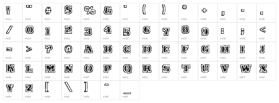 VTC FunkinFrat Regular Character Map