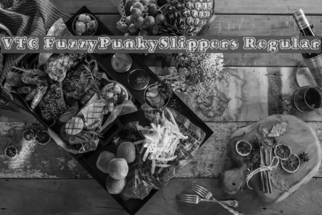 VTC FuzzyPunkySlippers Regular Font examples