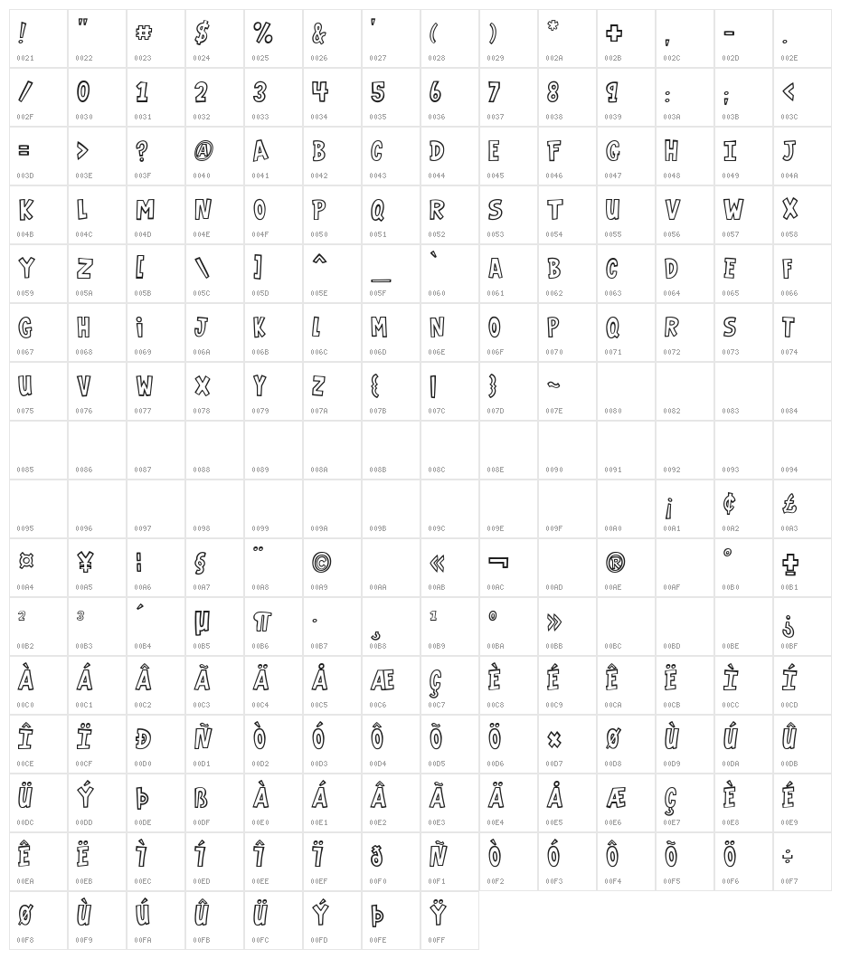 VTC-GarageSale Outlined Character Map
