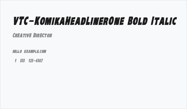 VTC-KomikaHeadLinerOne Bold Italic Business Card