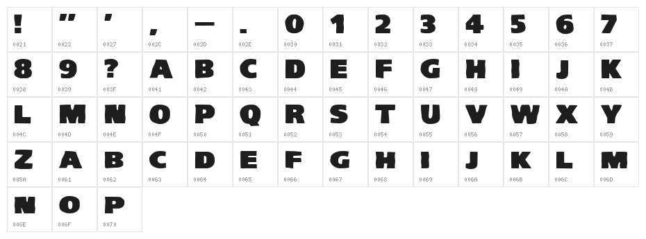 VTC-KomikaHeadLinerTwo Wide Character Map