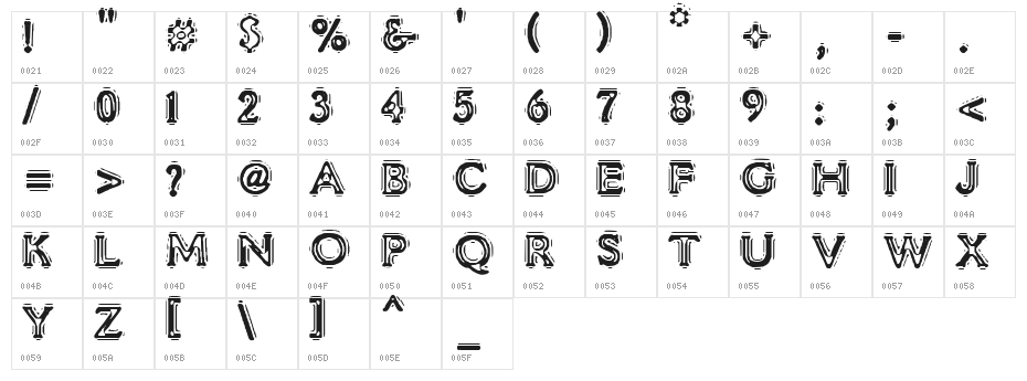 VTC LiquorCrystalDisplay Character Map