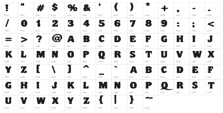 VTC Night Of The Drippy Dead FatCaps Character Map