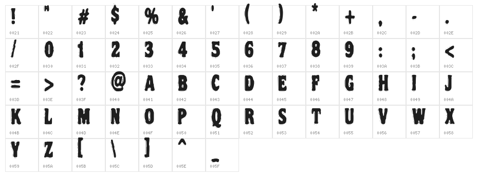 VTC NightOfTheDrippyDead Regular Character Map