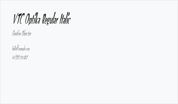 VTC Optika Regular Italic Business Card