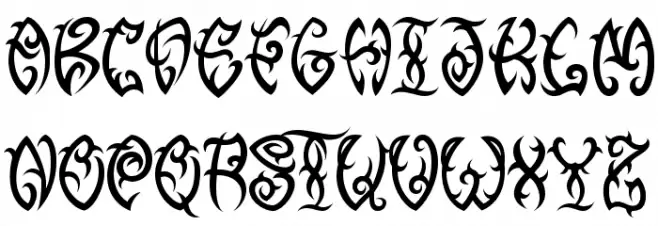 VTC-TribalThreeFree Schriftart Kleinbuchstaben