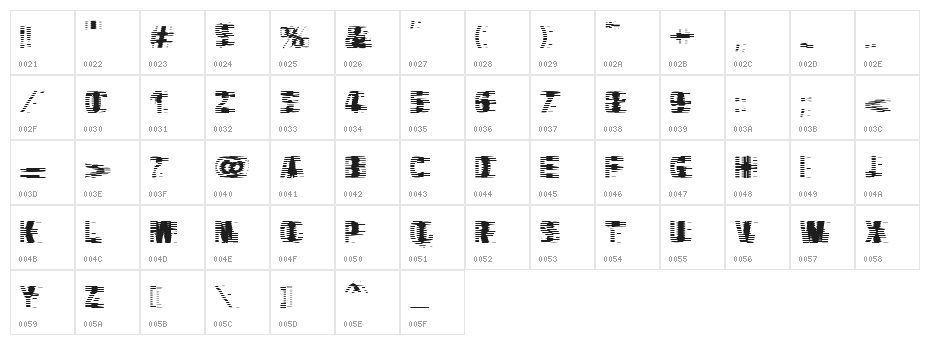 VTCBadHangover Regular Character Map