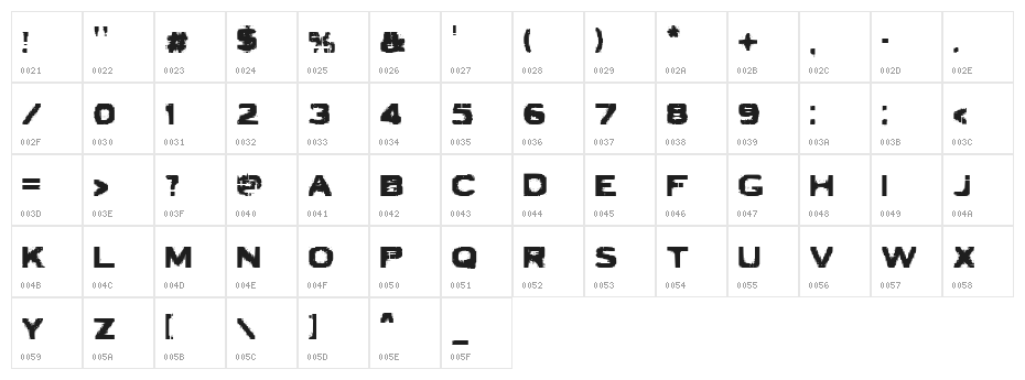 VTCBadLuck Regular Character Map