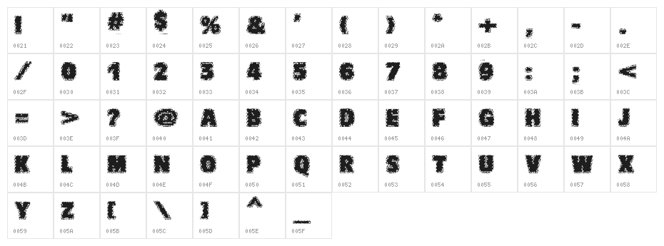 VTCBadWhipit Regular Character Map