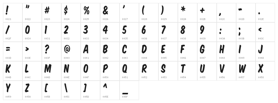 VTCSuperMarketSale Character Map