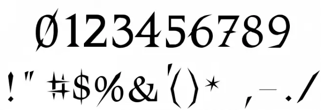 VTCSwitchbladeRomance Шрифта ДРУГИЕ символов