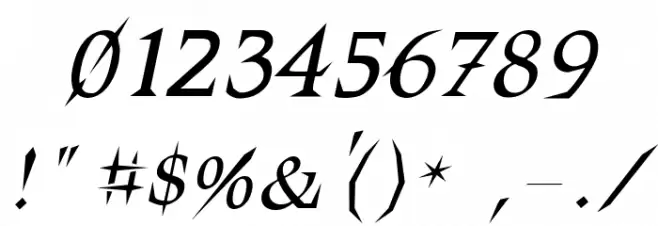 VTCSwitchbladeRomanceItalic Font OTHER CHARS