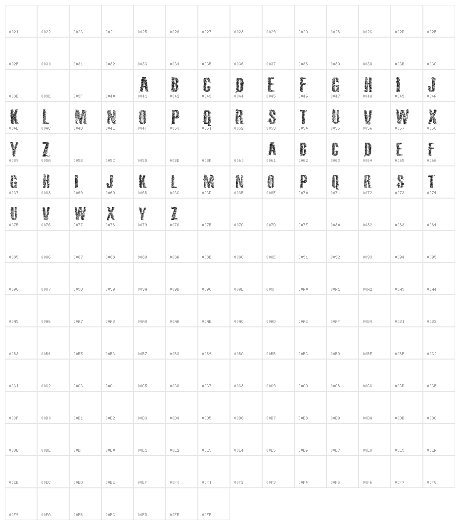 VTKS 36 Character Map
