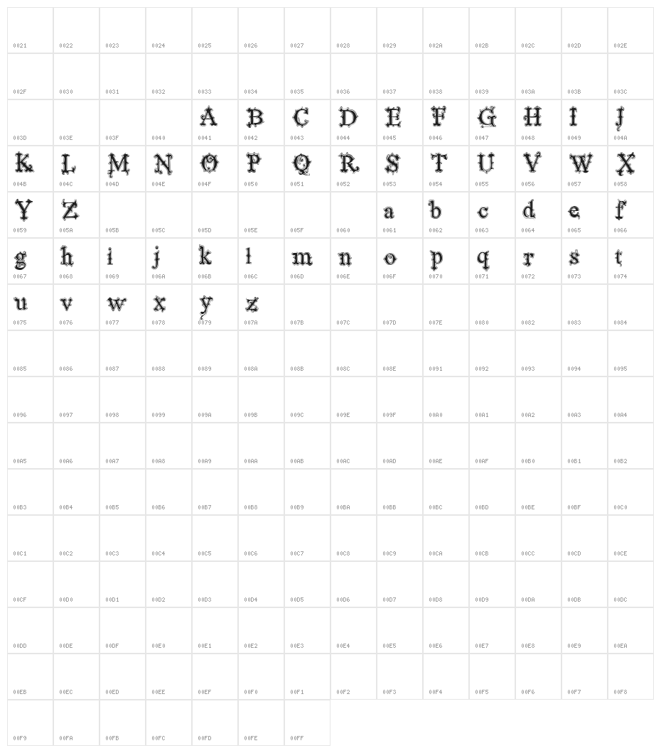 VTKS Black Label Normal Filete Character Map