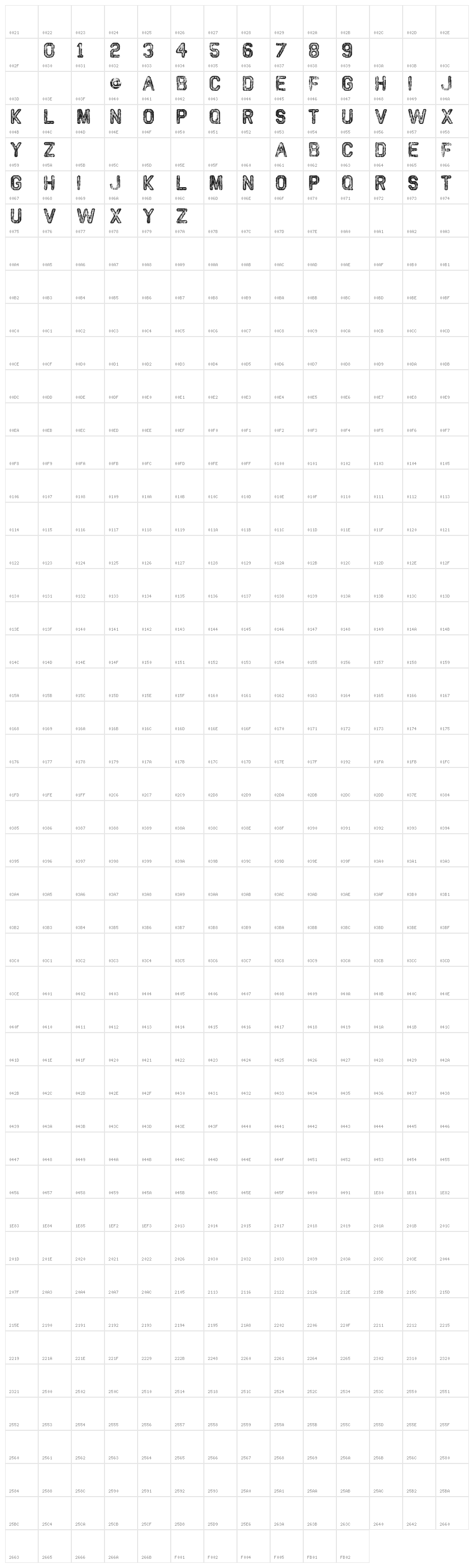 VTKS CLASSIC Character Map