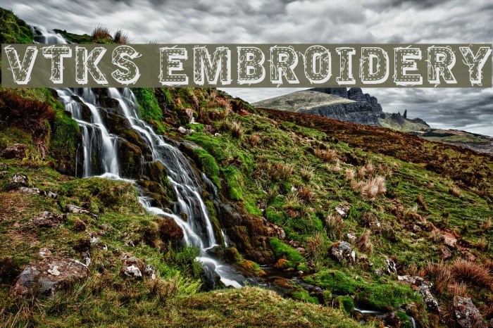 VTKS EMBROIDERY Font examples