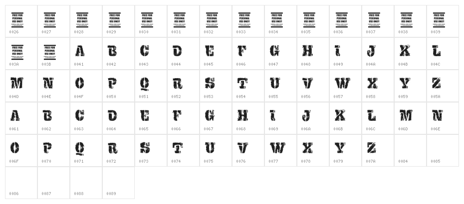 VTKS EXAME Character Map