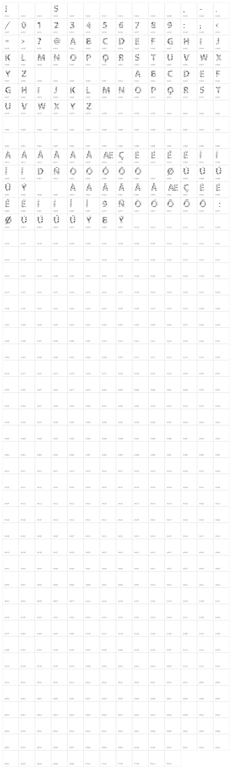 VTKS FLOWERS IN OUR SOUL Character Map