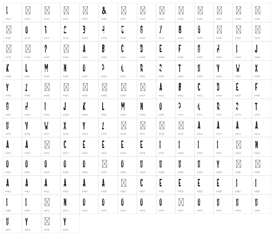 VTKS FREAKIN Regular Character Map