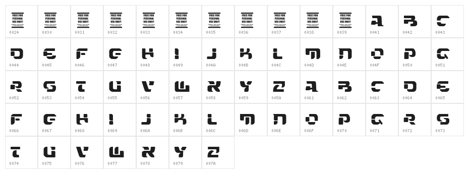 VTKS FUTURE Character Map