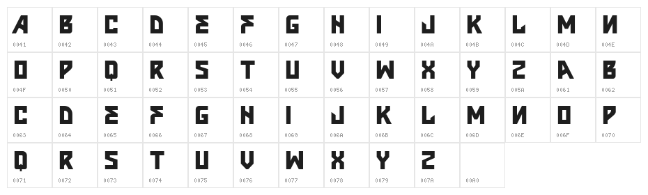 VTKS INSONE Character Map