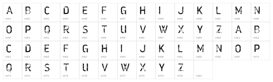 VTKS MONDAY Character Map