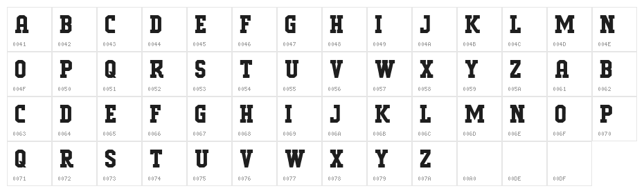 VTKS PREDATOR Character Map