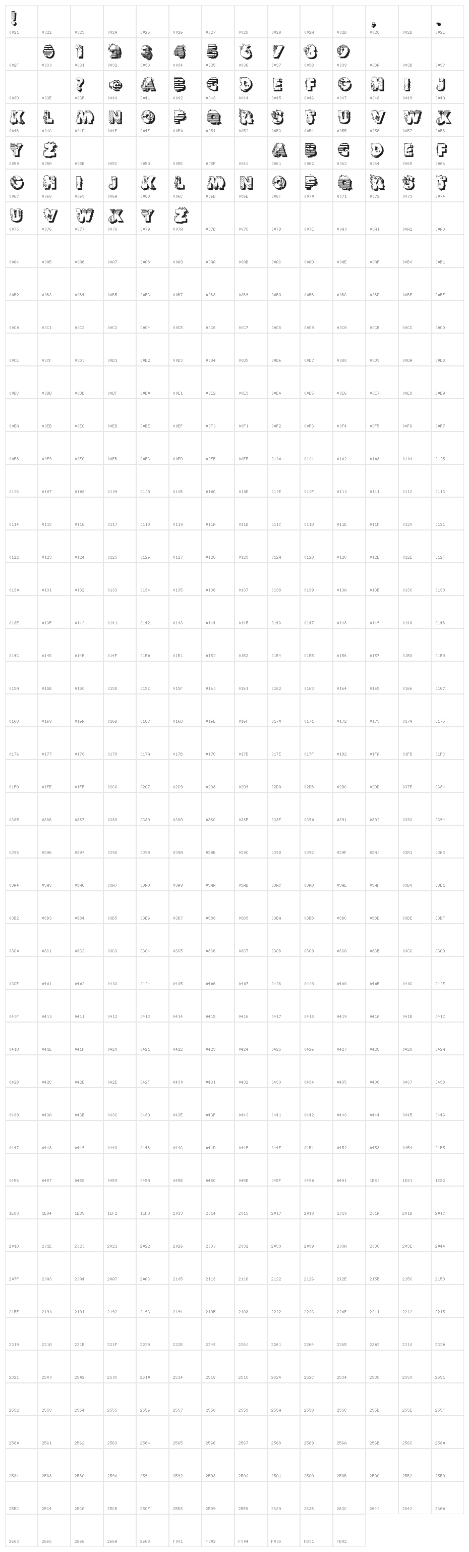 VTKS REVERSO OPTION B Character Map