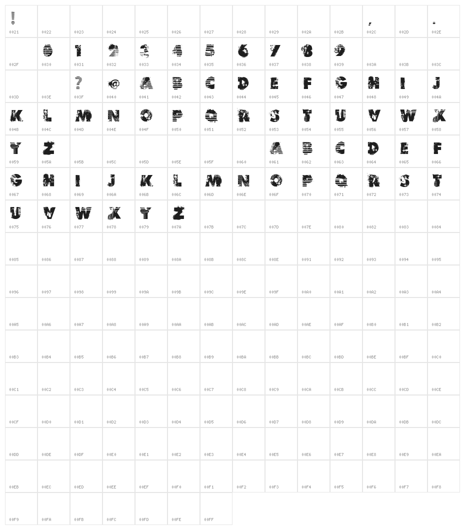 VTKS REVERSO Character Map