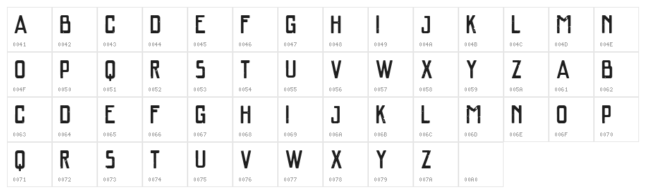 VTKS SAL GROSSO Character Map
