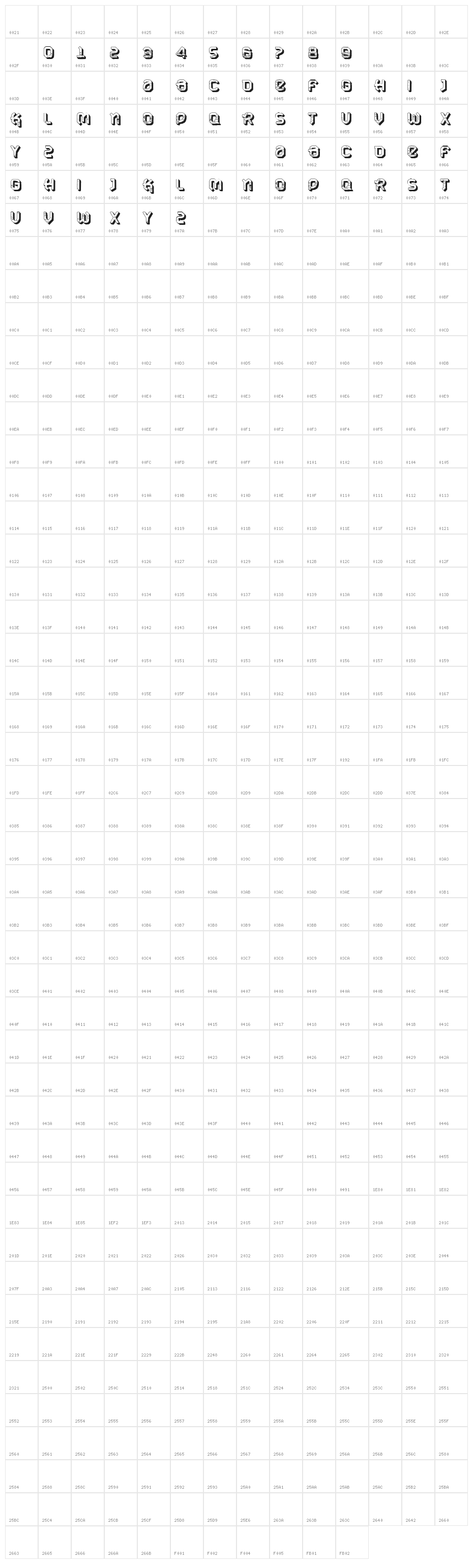 VTKS URBAN TIME 3 d Character Map