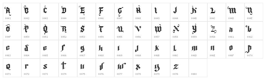 Vtks Blacqui Latter Character Map