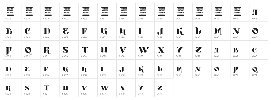 Vtks Boutique Character Map