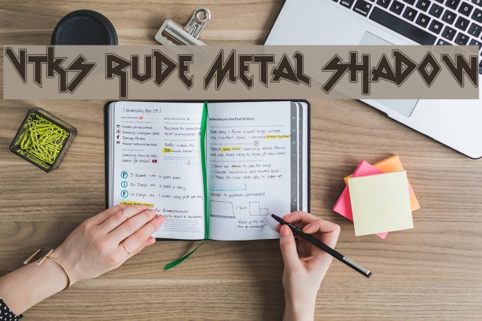 vtks Rude Metal shadow Font examples