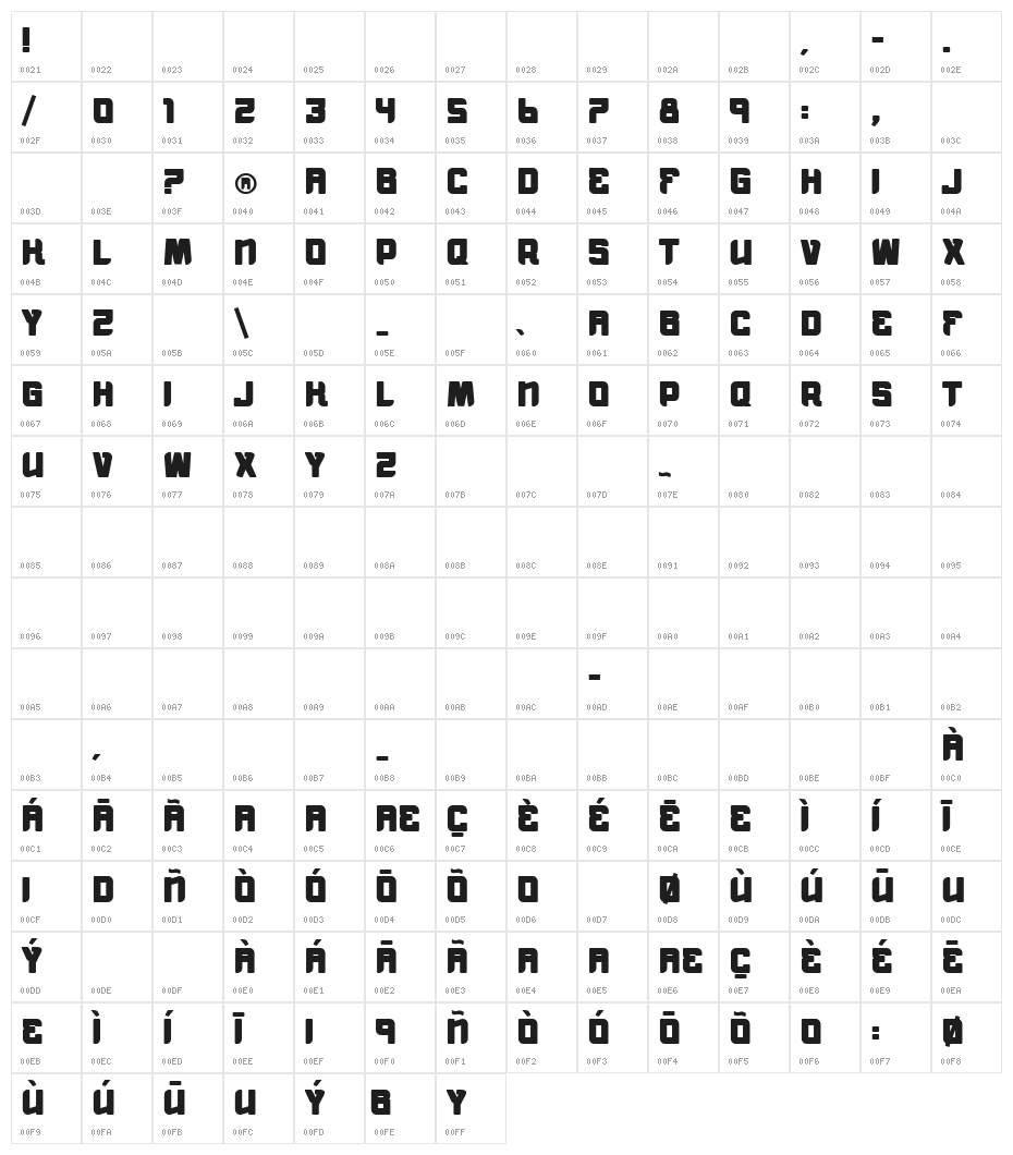 vtks morning rain BOLD Character Map