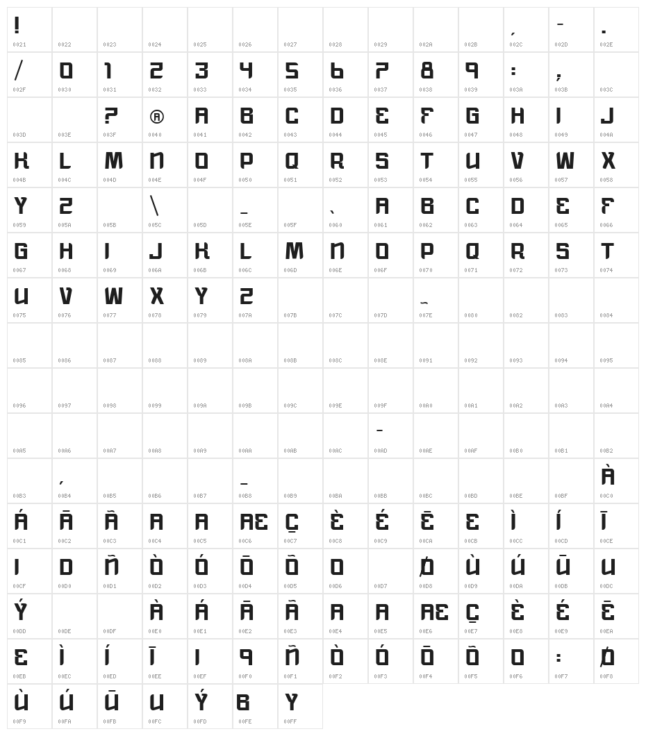 vtks morning rain Character Map
