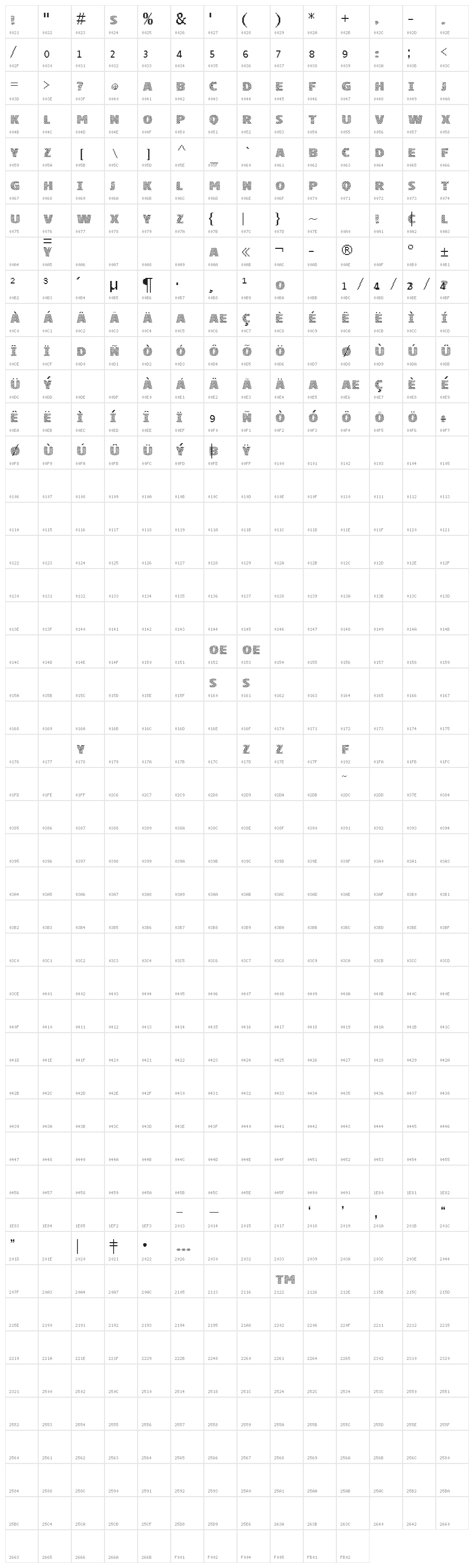 vtks squares Character Map