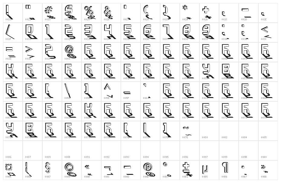 VUK-44 Character Map