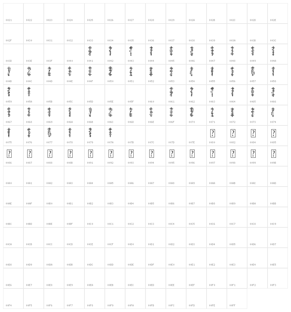 Vulcan Script Character Map