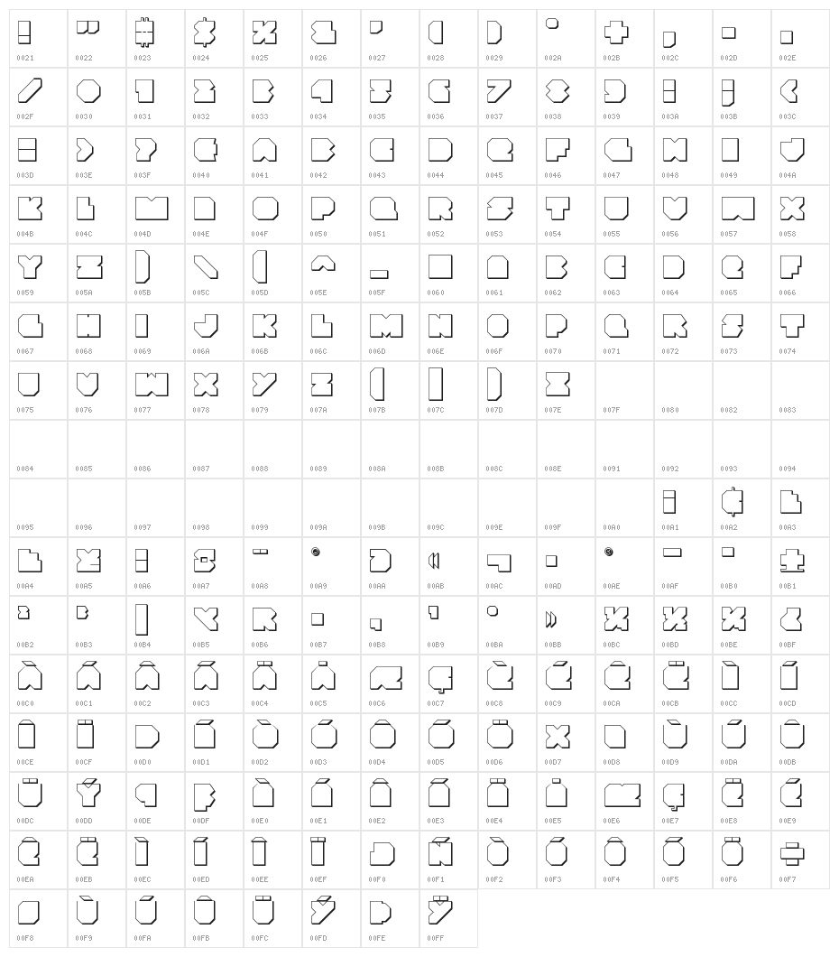 VX Rocket 3D Regular Character Map