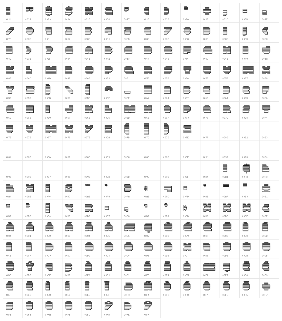 VX Rocket Chrome Regular Character Map